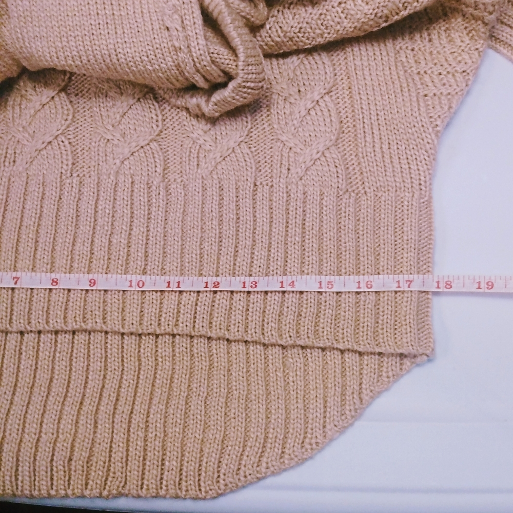 Ruby Moon Anthropologie pink wool blend slouchy cable knit dolman arm sweater M - Picture 10 of 10